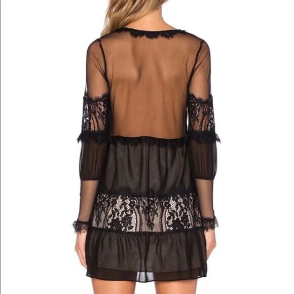 For Love and Lemons Alexa Mini Black Dress Sheer Lace Size M - Picture 4 of 11